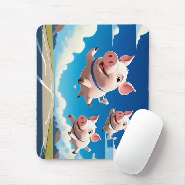 Mousepad When Pigs Fly Funny Winged Pigs (Com mouse)
