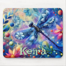 Whimsical Abstract Dragonfly Floral Personalized