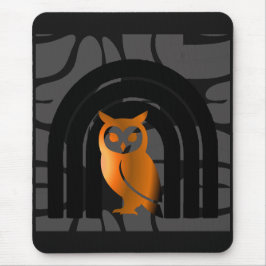 Mousepad Whimsical Boho Owl & Tropical Monstera Leaf