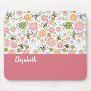 Mousepad Whimsical Bumblebee Floral