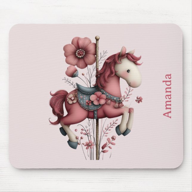 Mousepad Whimsical Carousel Horse Image (Frente)