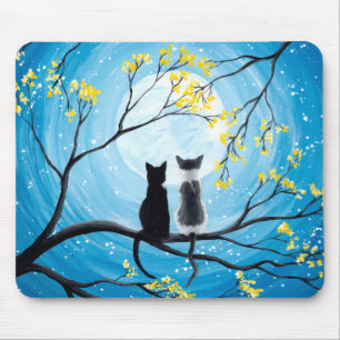 Mousepad Whimsical Moon with Cats