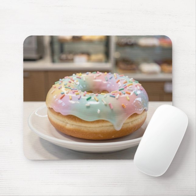 Mousepad Whimsical Pastel Glass Glaze Donut   (Com mouse)