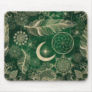 Mousepad Whimsy Dourada e Green Dreamcatcher Feenas Mandala