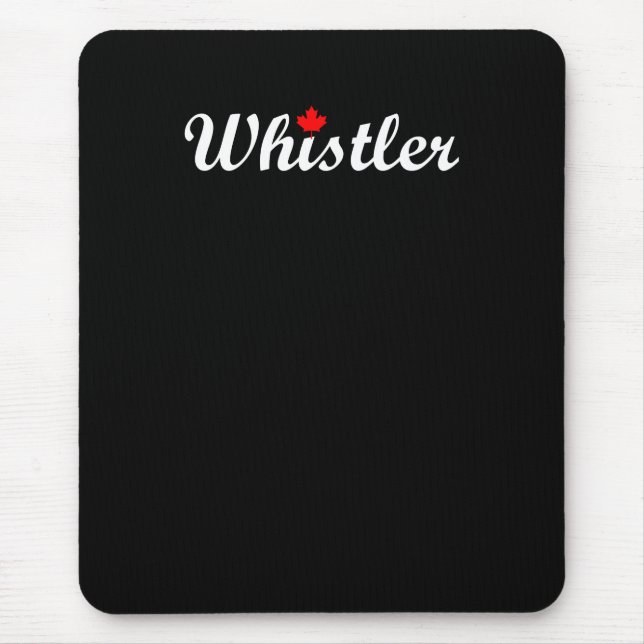 Mousepad Whistler Canada Script Text Maple Folha Escuro (Frente)