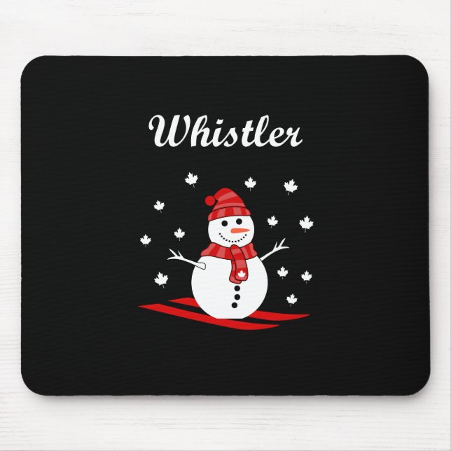 Mousepad Whistler Canada Snowman com Maple Leaf Snow Color (Frente)