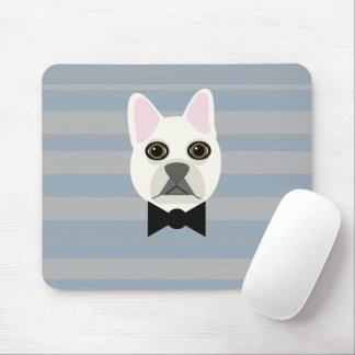 Mousepad White French Bulldog, Stripes