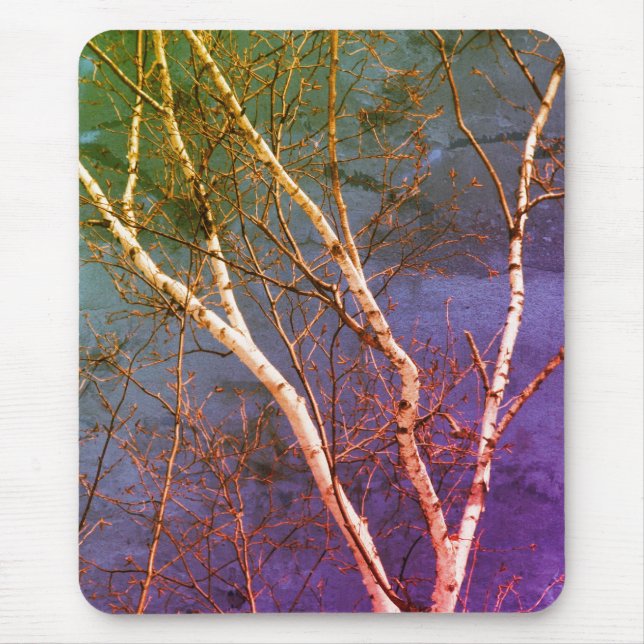 Mousepad White Paper Birch Tree Blue Sky Nature Art (Frente)
