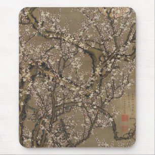 Mousepad White Plum Blossoms and Moon by Ito Jakuchu