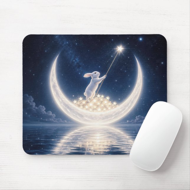 Mousepad White Rabbit Collecting Stars (Com mouse)