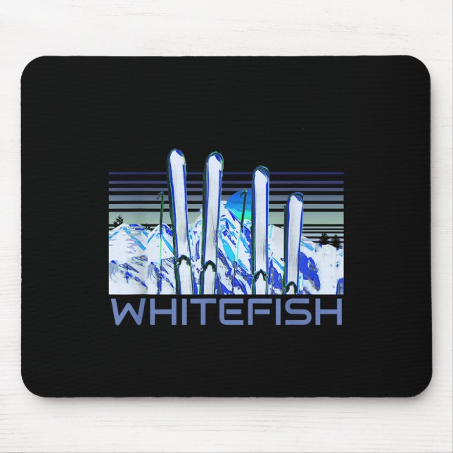 Mousepad Whitefish Ski Accessories Retro Whitefish Skiing  (Frente)