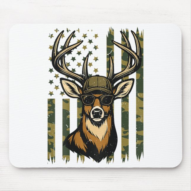 Mousepad Whitetail Buck Youth Boy Deer Hunting Camo America (Frente)