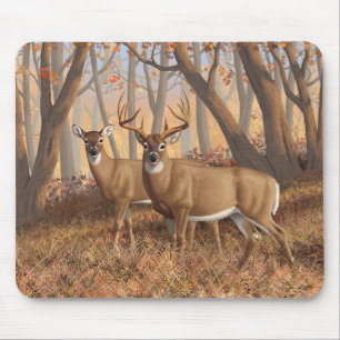Mousepad Whitetail Deer Buck & Doe Autumn Mapods