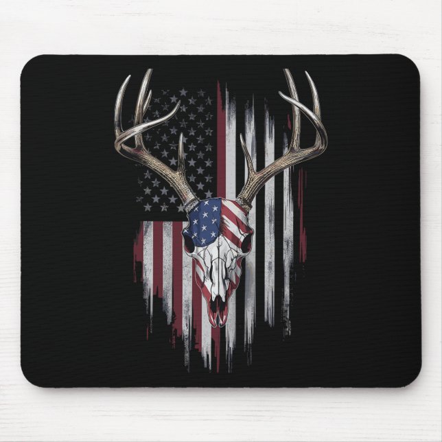 Mousepad Whitetail Deer Hunter American Flag Usa Design Buc (Frente)
