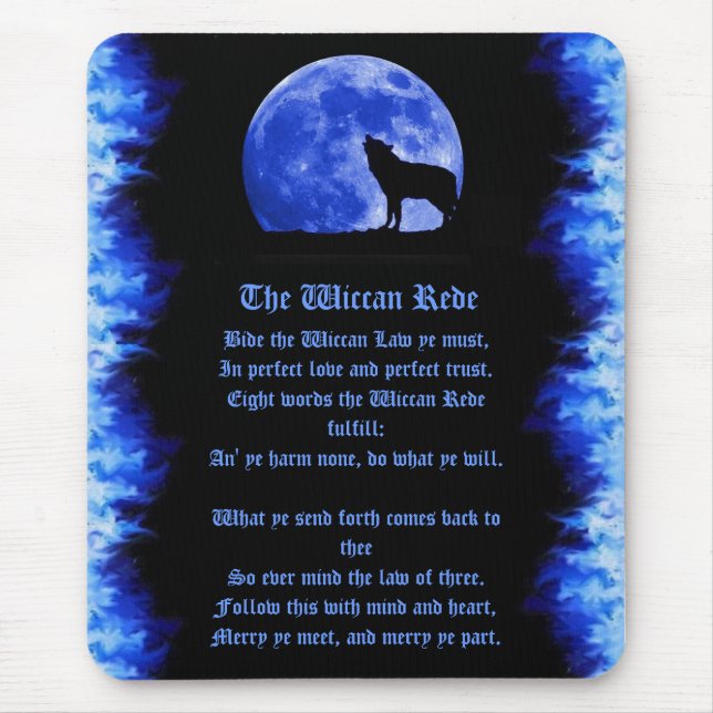 Mousepad Wiccan Rede - chama azul (Frente)