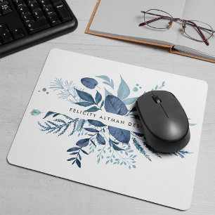 Mousepad Wild Azure Azul Botânico Personalizado
