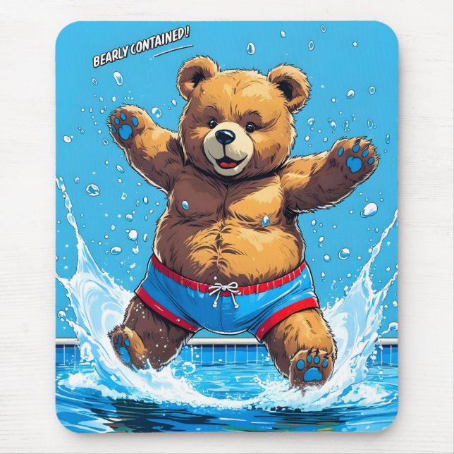 Mousepad Wild Bear Summer Vintage Pool  (Frente)