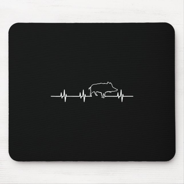 Mousepad Wild Boar Heartbeat Ekg Hog Hunter Hunt Hunting  (Frente)