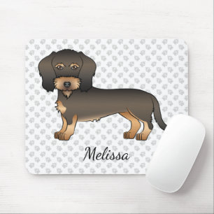 Mousepad Wild Boar Wire Haired Dachshund Cartoon Dog & Name