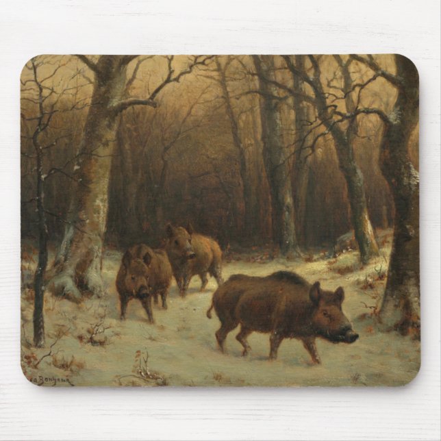 Mousepad Wild Boars in the Snow (por Rosa Bonheur) (Frente)