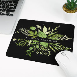 Mousepad Wild Meadow | Preto e Verde Botânico Personalizado