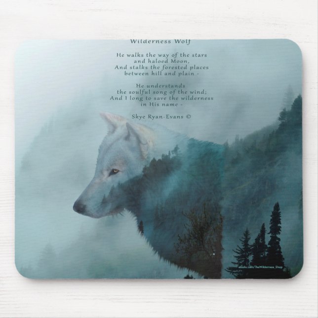 Mousepad Wilderness Wolf & Eco Poem (Frente)