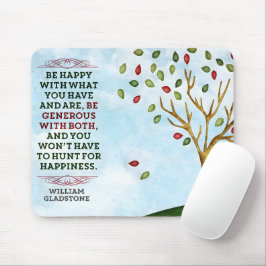 Mousepad William Gladstone Inspirational Citação "Felicidad