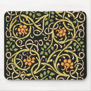 Mousepad William Morris Black Floral Art Impressão Design