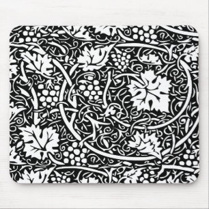 Mousepad William Morris Black White Grape Vine