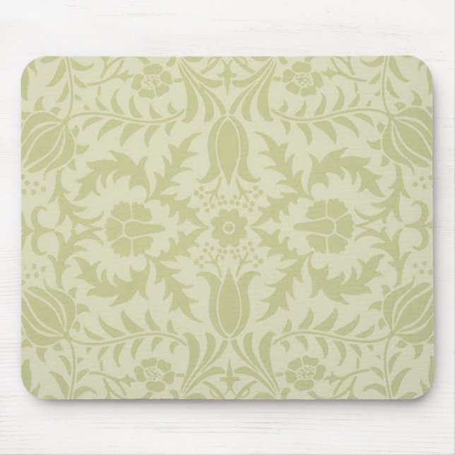 Mousepad William Morris Borage vintage damasco verde suave (Frente)