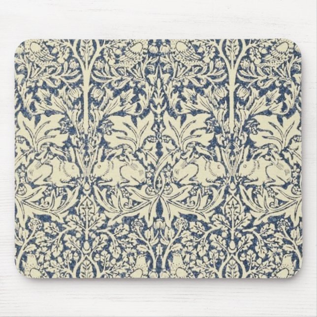 Mousepad William Morris, cinza azul, padrão, art nouveau (Frente)
