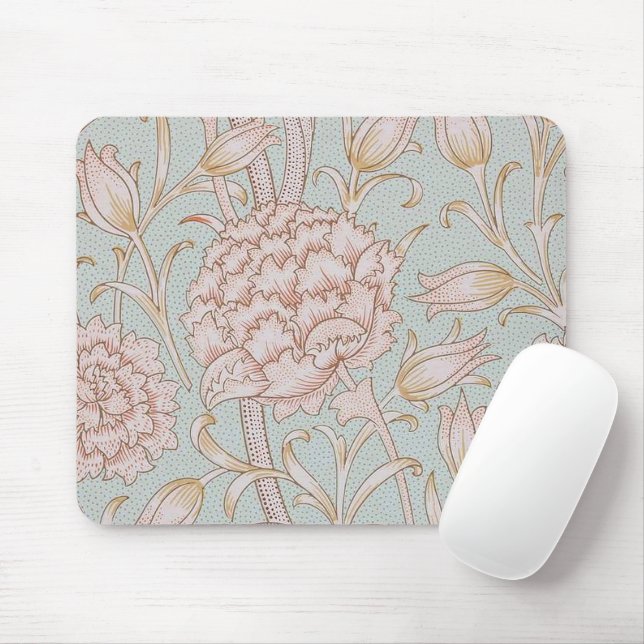 Mousepad William Morris, Elegante Tulips Selvagens Cor-de-R (Com mouse)