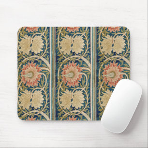Mousepad William Morris Floral de Seda Rosa Embutido Antigo