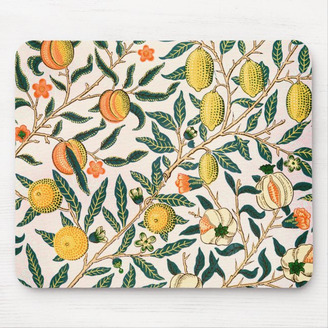 Mousepad William Morris Fruta Pomegranate White Ornament (Frente)
