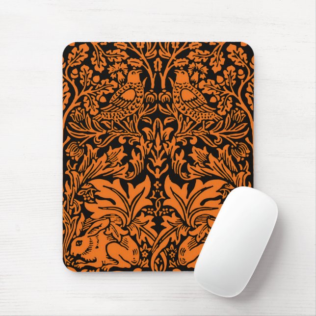 Mousepad William Morris Irmão Coelho Preto Ferrugem Padrão (Com mouse)