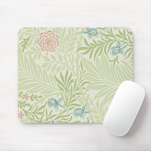 Mousepad William Morris - Larkspur - Flores e Folhas Rosa (Com mouse)