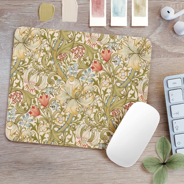 Mousepad William Morris Lily Art Nouveau Floral (Criador carregado)