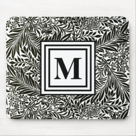 Mousepad William Morris Monograma, preto e branco, inicial