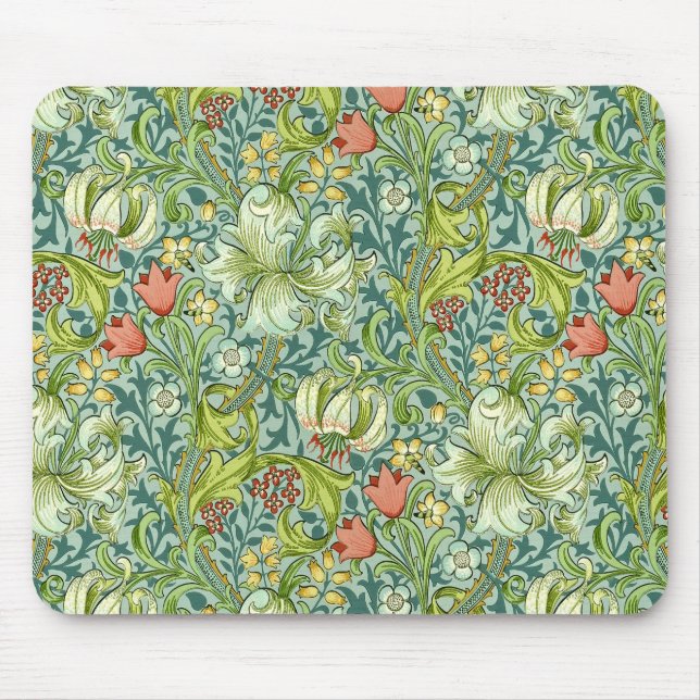 Mousepad William Morris Ouro Lily Vintage Floral Design (Frente)
