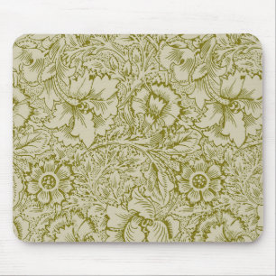 Mousepad William Morris Poppy Classic Floral Green