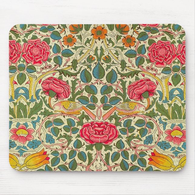 Mousepad William Morris Rosa Floral Chintz Rosa (Frente)