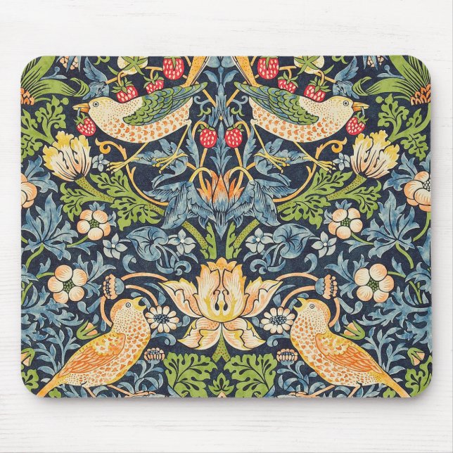 Mousepad William Morris Strawberry Thief Padrão Floral (Frente)