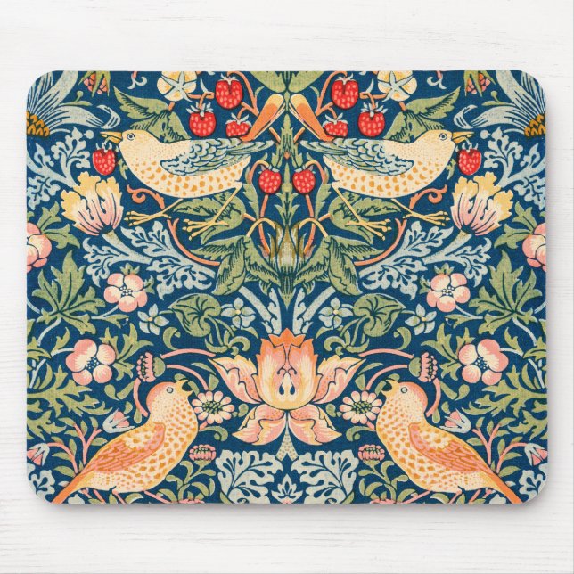 Mousepad William Morris Strawberry Thief Padrão Floral (Frente)