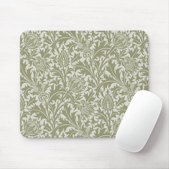 Mousepad William Morris Thistle Sage - Padrão Verde (Com mouse)