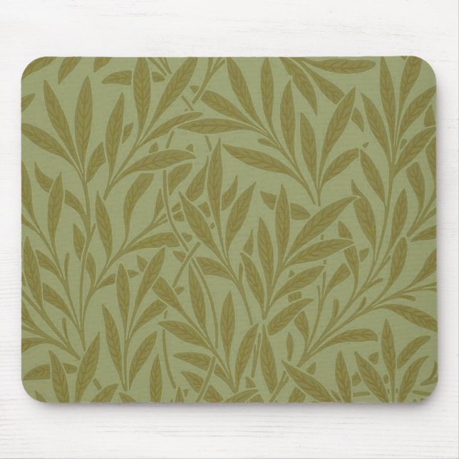 Mousepad William Morris Willow Antique Verde Folha Verde Ar (Frente)