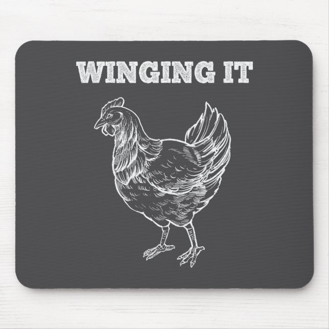 Mousepad Winging It Funny Chicken Wings Lovers Quote  (Frente)