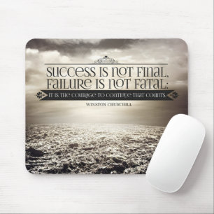 Mousepad Winston Churchill Inspirational Cote "Coragem"