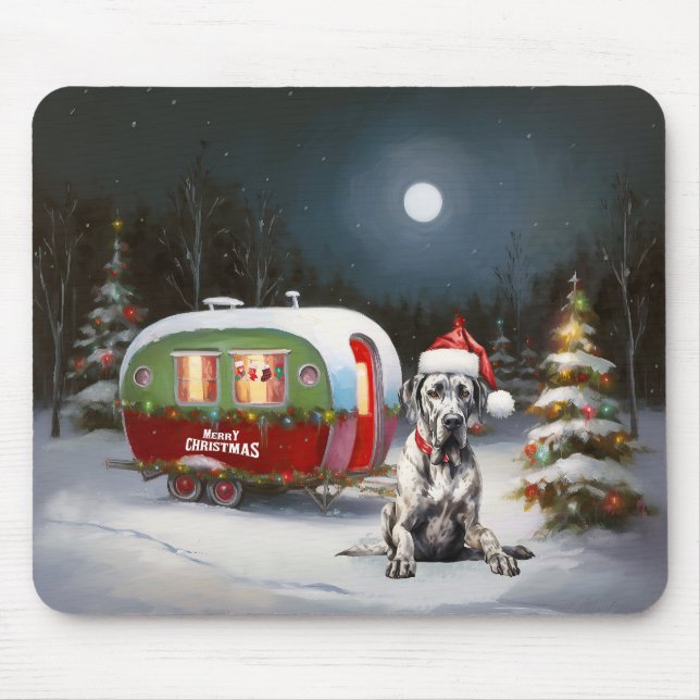 Mousepad Winter Great Dane Caravan Christmas Adventure (Frente)