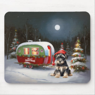 Mousepad Winter Schnauzer Caravan Christmas Adventure