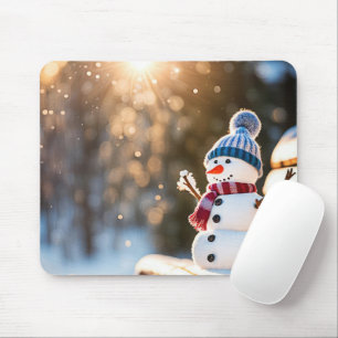 Mousepad Winter Snowman Num Park Bench